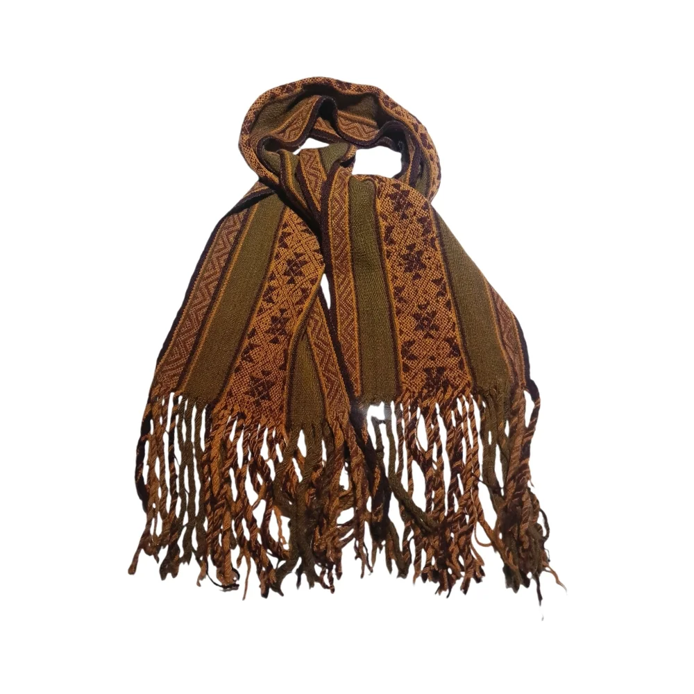 Chic Fringed Woven Multicolor Scarf